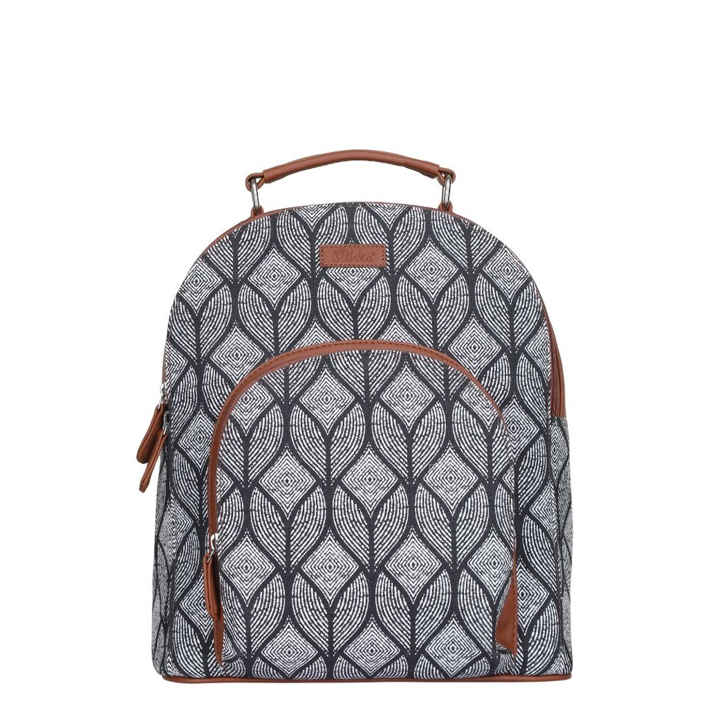 Printed  Monochrome Handcrafted Fabric Sling Backpack for Women